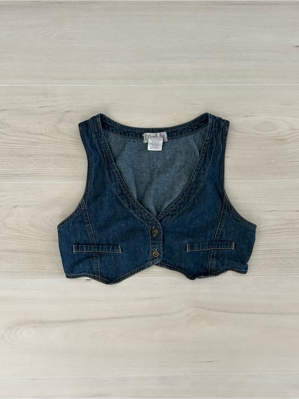 op denim mini vest